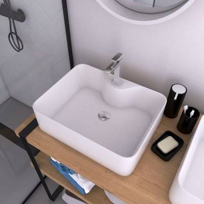 Vasque à poser rectangle en céramique - 48x37x13.5cm - RECTANGULAR - LAV489 - 3700710231561