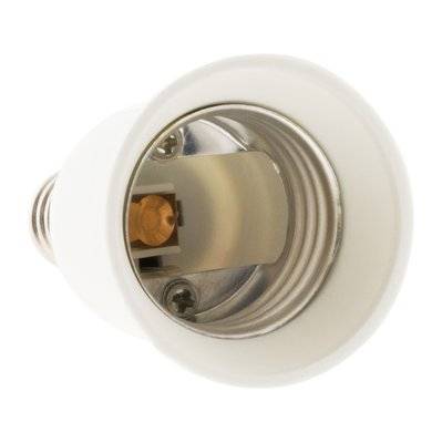 Adaptateur de douille culot pour ampoules - fiche mâle E14 vers fiche femelle E27 - Blanc - Zenitech - 140796 - 3545411407965