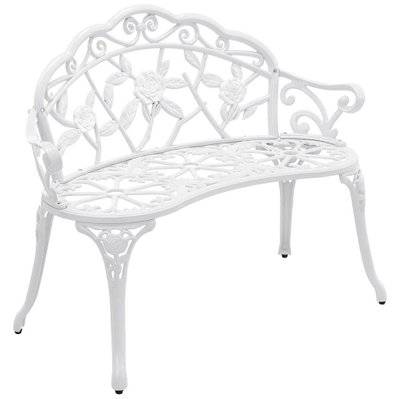 Banc chaise siège de jardin fonte résistant aux intempéries 100 cm blanc 03_0001007 - 03_0001007 - 3000115399782