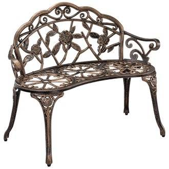 Banc de jardin chaise de jardin fonte résistant 100 cm fonte couleur bronze 03_0001008