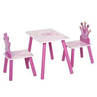 Ensemble table et chaises enfant design princesse couronne bois pin MDF rose
