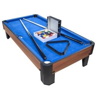 Billard de table avec accessoires - Kit Billard Compact de bureau ou salle de jeu, 102 x 51 x 22,5 cm - Marron et Tapis Bleu