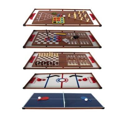 Plateaux Multi-jeux, 14 jeux : Ping Pong, Air Hockey, Bowling, Echec, Mikado, Back Gammon 97 x 49 x 3 cm - MGL14 - 3700998927903