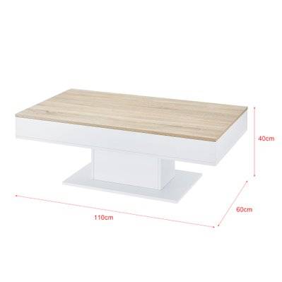 Table basse de salon avec 2 espaces de rangement 110 cm effet chêne blanc 03_0006148 - 03_0006148 - 3000720299781