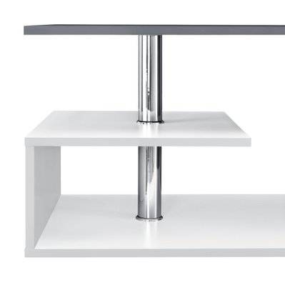 Table basse de salon avec étagère rangement en MDF 90 cm blanc et gris foncé 03_0004158 - 03_0004158 - 3000491799787