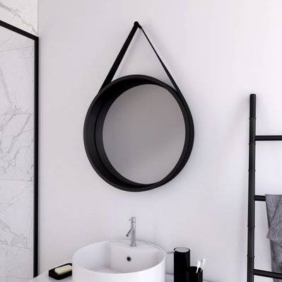 Miroir salle de bain rond type barbier - diamètre 50cm - BARBER DARK - LAV480 - 3700710231479