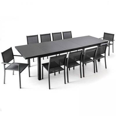 Ensemble table de jardin extensible 256-320 cm et 10 assises
 320 x 100 x 76 cm - 104162 - 3663095021106
