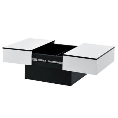 Table basse de salon rangement panneau de particules 80 cm noir blanc 03_0006150 - 03_0006150 - 3000720499785