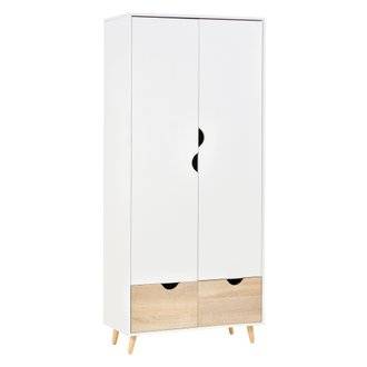 Armoire de chambre multi-rangement design scandinave blanc chêne clair
