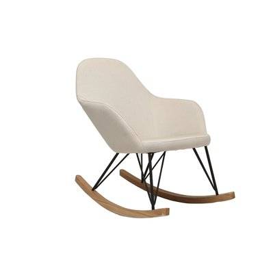 Rocking chair en tissu beige crème, bois clair et métal noir JHENE - - 36334 - 3662275065695