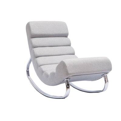 Rocking chair design en tissu gris clair et acier chromé TAYLOR - L56xP113xH82 - 45388 - 3662275099607