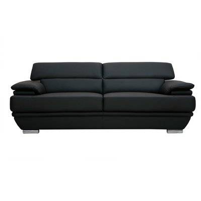 Canapé design avec têtières ajustables 3 places cuir noir et acier chromé EWING - - 23226 - 3662275042047
