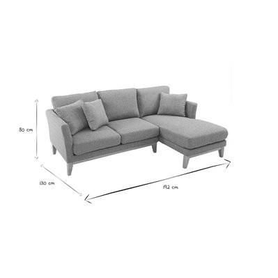 Canapé d'angle droit déhoussable scandinave 4 places en tissu gris clair et bois clair OSLO - L192xP130xH80 - 41589 - 3662275072624