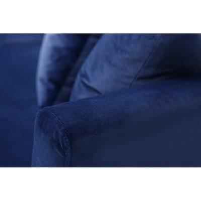 Canapé scandinave déhoussable 3 places en tissu velours bleu nuit et bois clair OSLO - - 42892 - 3662275080292