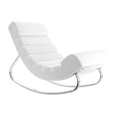Rocking chair design blanc et acier chromé TAYLOR - L56xP113xH82 - 21195 - 3662275033854