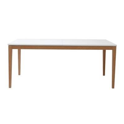 Table à manger scandinave extensible blanche pieds bois rectangulaire L180-260 cm DELAH - - 37373 - 3662275065879