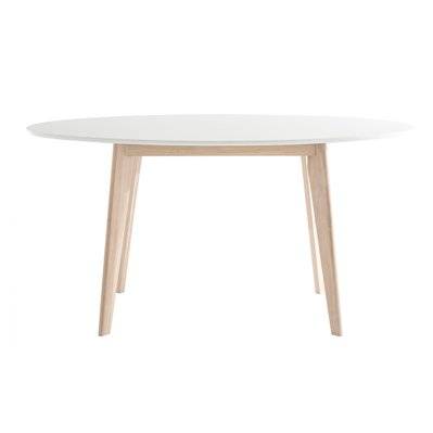 Table scandinave ovale blanche et bois clair L150 cm LEENA - L150xP90xH75 - 41585 - 3662275073027