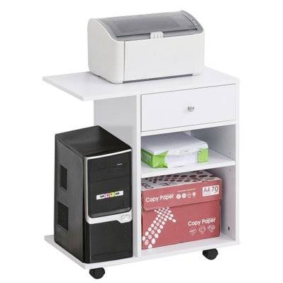 Support d'imprimante organiseur bureau 2 niches tiroir espace CPU + grand plateau - 920-069WT - 3662970075234