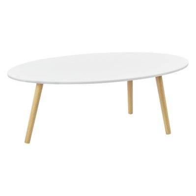 Table basse pour salon avec pieds bois MDF revêtu PVC 110 cm blanc 03_0006153 - 03_0006153 - 3000720799786