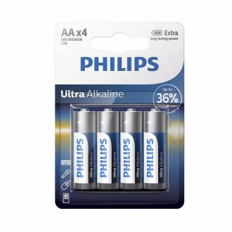 Pack de 4 piles alcalines Ultra AA/LR06 PHILIPS - 1,5 V