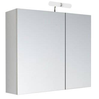 Armoire de toilette éclairante 2 portes miroir KLE'O 60 cm Blanc mat