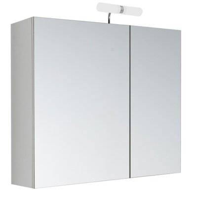 Armoire de toilette éclairante 2 portes miroir KLE'O 60 cm Blanc mat - 821076 - 3588560326510