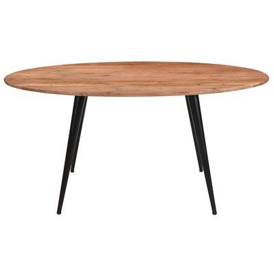 Table à manger ovale en bois massif et métal noir L160 cm OBALI - - 49609 - 3662275121391