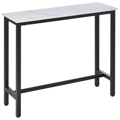 Table de bar châssis métal noir plateau aspect marbre blanc - 835-491BK - 3662970091371