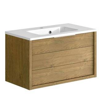 Meuble de salle de bain SORENTO couleur chêne clair 80 cm + plan vasque STYLE
