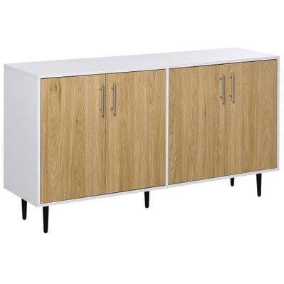 Buffet meuble de rangement 2 placards 2 portes avec étagères réglables blanc chêne clair - 835-320 - 3662970078297