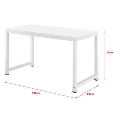 Bureau réglable poste de travail table bois mélaminé 120 cm blanc 03_0001162 - 03_0001162 - 3000132399789