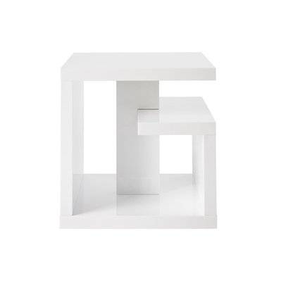 Table d'appoint design blanc laqué L50 cm HALTON - - 20432 - 3662275027204
