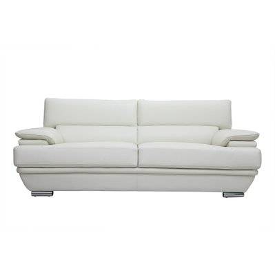 Canapé design avec têtières ajustables 3 places cuir blanc et acier chromé EWING - - 23224 - 3662275042023