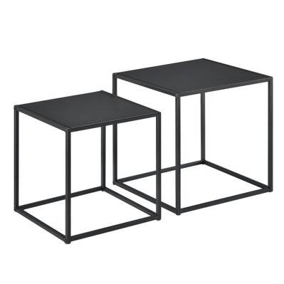 Lot de 2 tables basses de forme carré en métal noires mat 03_0005776 - 03_0005776 - 3000682199785