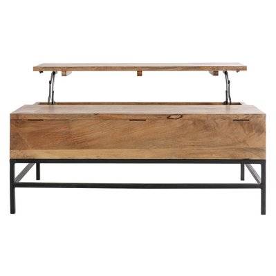 Table basse relevable industrielle bois manguier massif et métal noir L110 cm YPSTER - L110xP70xH45 - 41280 - 3662275071924