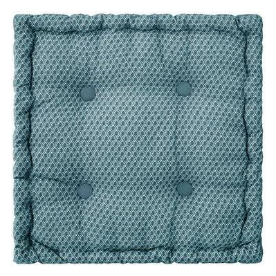 Coussin de sol carré en coton à motif Otto - 38 x 38 - Bleu Canard - 514344 - 3560238336496