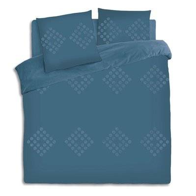 Parure de lit en coton lavé Tuft - 260 x 240 cm - Bleu canard - 514428 - 3560233809827
