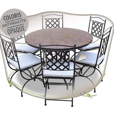 Housse de protection Cover Air pour table ronde + 6 chaises - Ø 160 x 70 cm - Jardiline - 28520 - 3110060017454