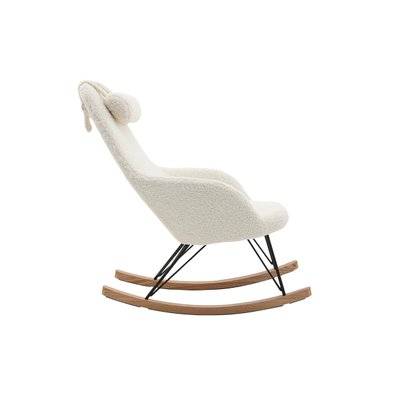 Rocking chair scandinave en tissu effet peau de mouton blanc, métal noir et bois clair JHENE - Miliboo & Stéphane Plaza - 46907 - 3662275104554