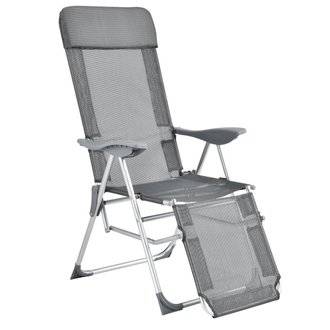 Chaise transat bain de soleil aluminium polyester PVC pliant réglable inclinable 118 cm gris foncé 03_0001392
