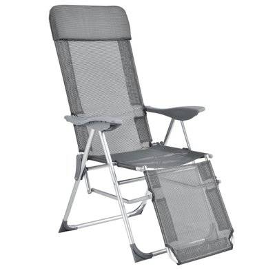 Chaise transat bain de soleil aluminium polyester PVC pliant réglable inclinable 118 cm gris foncé 03_0001392 - 03_0001392 - 3000156899784