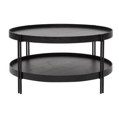 Table basse ronde design bois noir et métal noir D80 cm TWICE - L80xP80xH40.4 - 48304 - 3662275115529