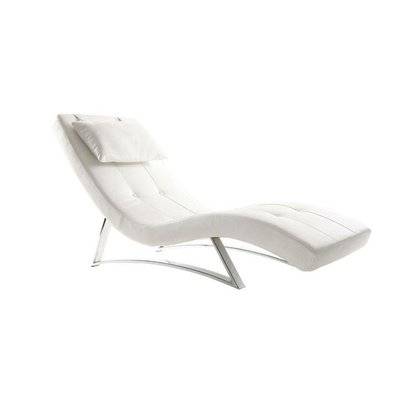 Chaise longue design blanc et acier chromé MONACO - L166xP66xH89 - 23686 - 3662275047806