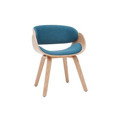 Chaise design en tissu bleu canard et bois clair BENT - L58xP53xH76 - 48494 - 3662275117653
