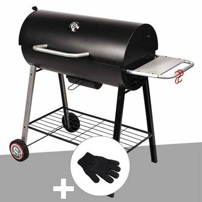 Barbecue à charbon sur chariot Michigan - Somagic + Gant de protection - 30299 - 3665872006795