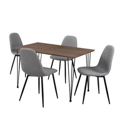 Table salle à manger aspect bois + chaise de salle à manger en kit de 4 gris 03_0003985 - 03_0003985 - 3000473199789