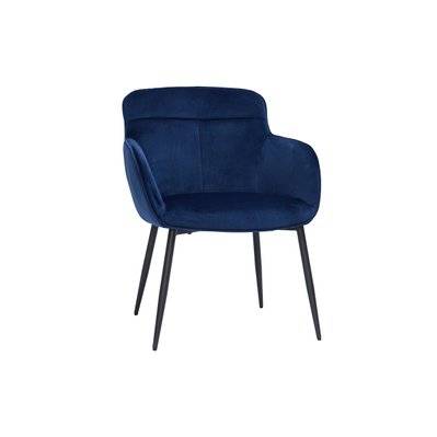 Chaise design en tissu velours bleu foncé et métal noir FRIDA - L61.5xP63.5xH82 - 49192 - 3662275121278
