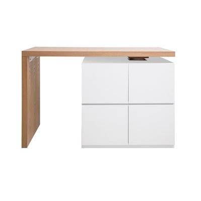 îlot - table de bar modulable avec rangement blanc mat et bois clair chêne L140-165 cm MAX - - 47941 - 3662275114249