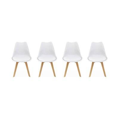 Lot de 4 chaises scandinaves. pieds bois de hêtre. chaises 1 place. blancs - 3760326993697 - 3760326993697