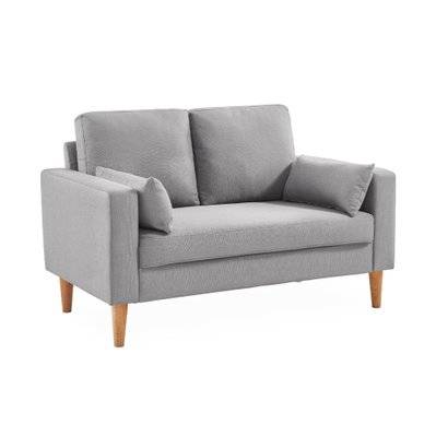 Canapé en tissu gris clair - Bjorn - Canapé 2 places fixe droit pieds bois. style scandinave - 3760326993321 - 3760326993321